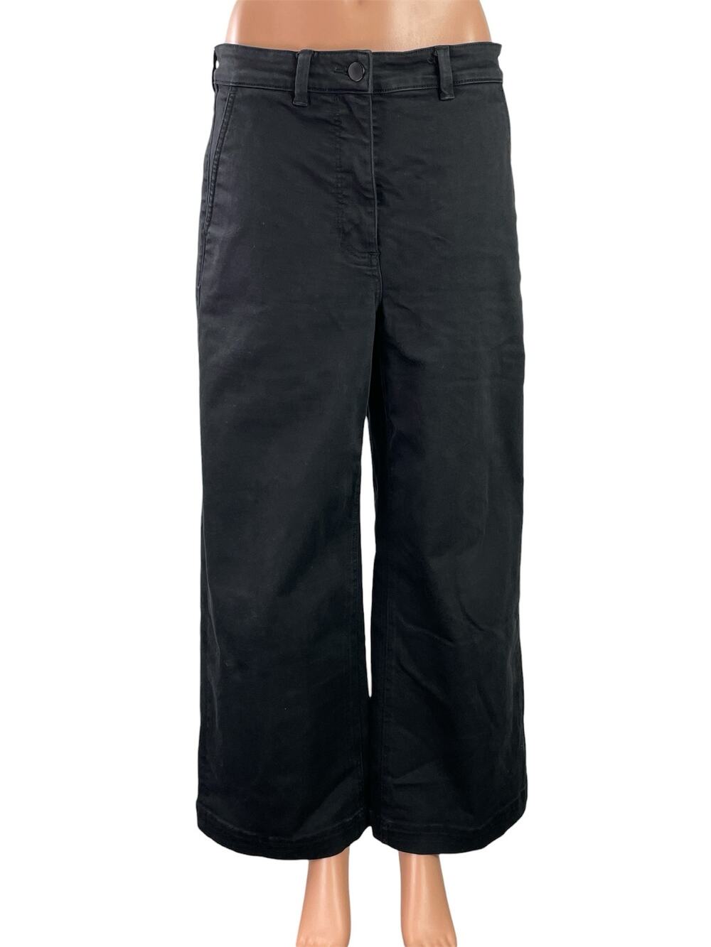 Everlane Women's Black High Waisted Cropped Wide Leg Baggy Denim Jeans Size 8